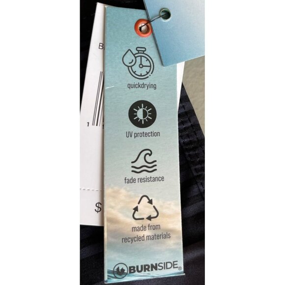 Burnside Mens 32 Board Shorts With Blue Gradient Stripes Drawstring Closure - Picture 6 of 6